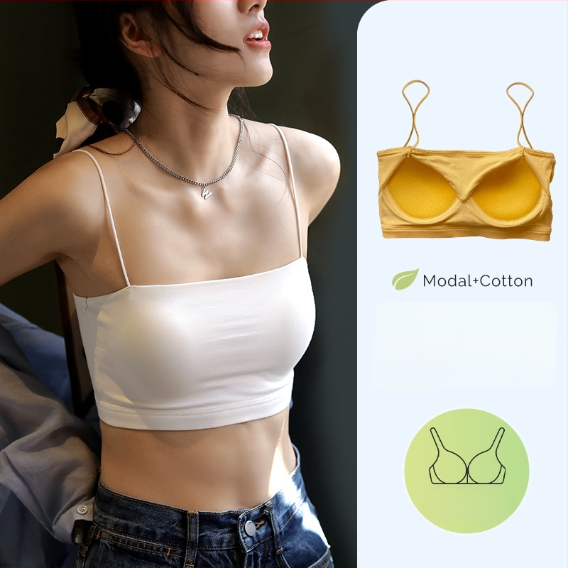 Moteriškas cami topas su vienu pečiu, itin trumpas ilgis, medvilnės-modalo-spandekso mišinys