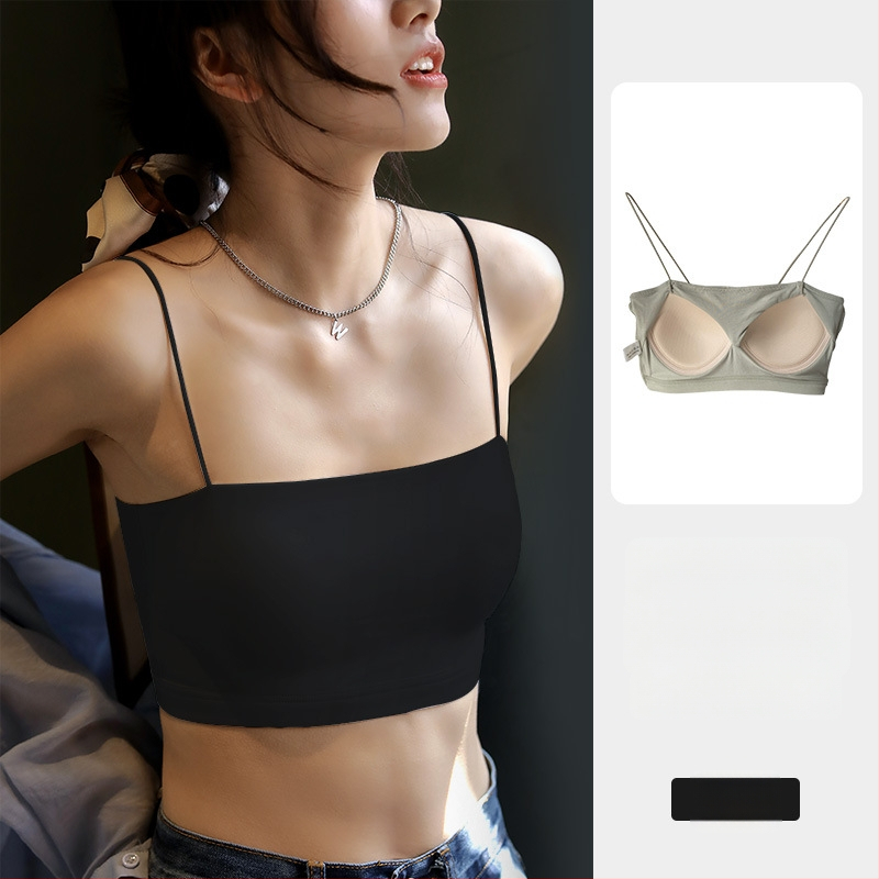 Moteriškas cami topas su vienu pečiu, itin trumpas ilgis, medvilnės-modalo-spandekso mišinys