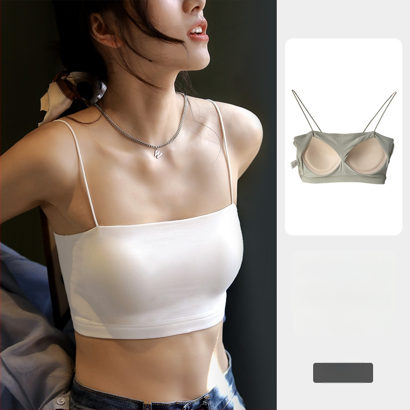 Moteriškas cami topas su vienu pečiu, itin trumpas ilgis, medvilnės-modalo-spandekso mišinys