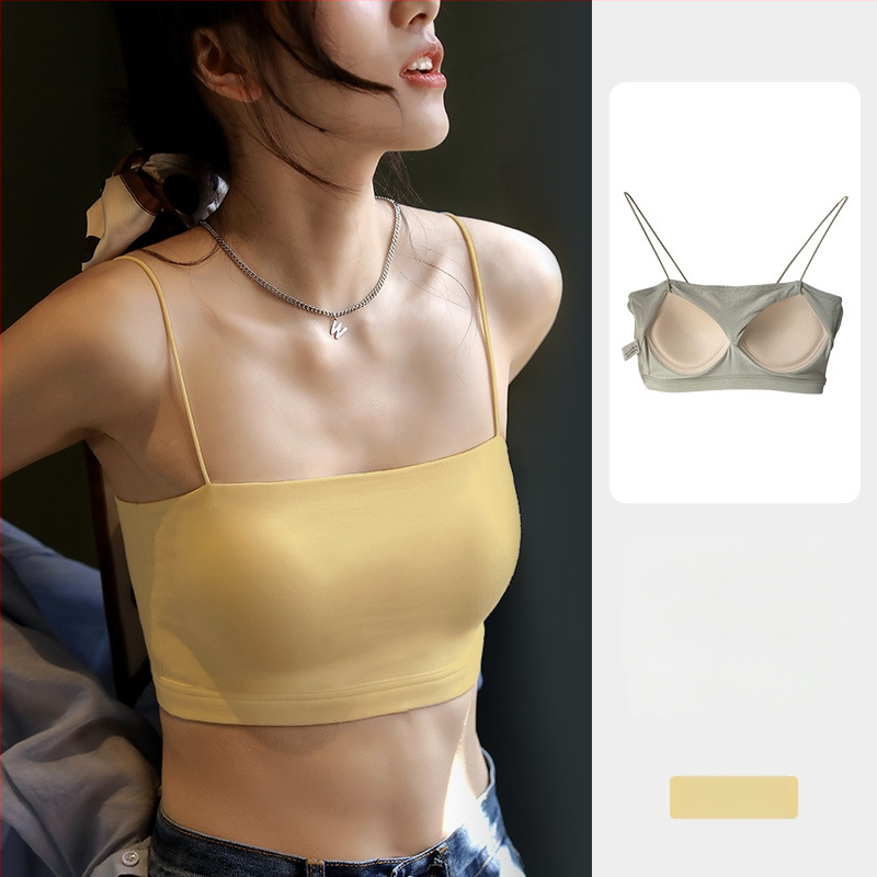 Moteriškas cami topas su vienu pečiu, itin trumpas ilgis, medvilnės-modalo-spandekso mišinys