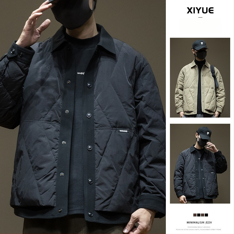 Prešívaná bunda s bielym kačacím perím, kapucňa, zips, voľný strih, zimný model