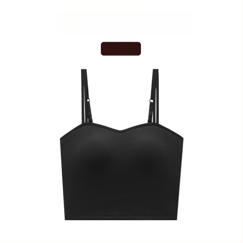 Dámske bavlnené tielko s vstavanými vypchávkami na prsiach, U-tvarovaný chrbát, 3/4 košíček, pevné dvojité ramienka