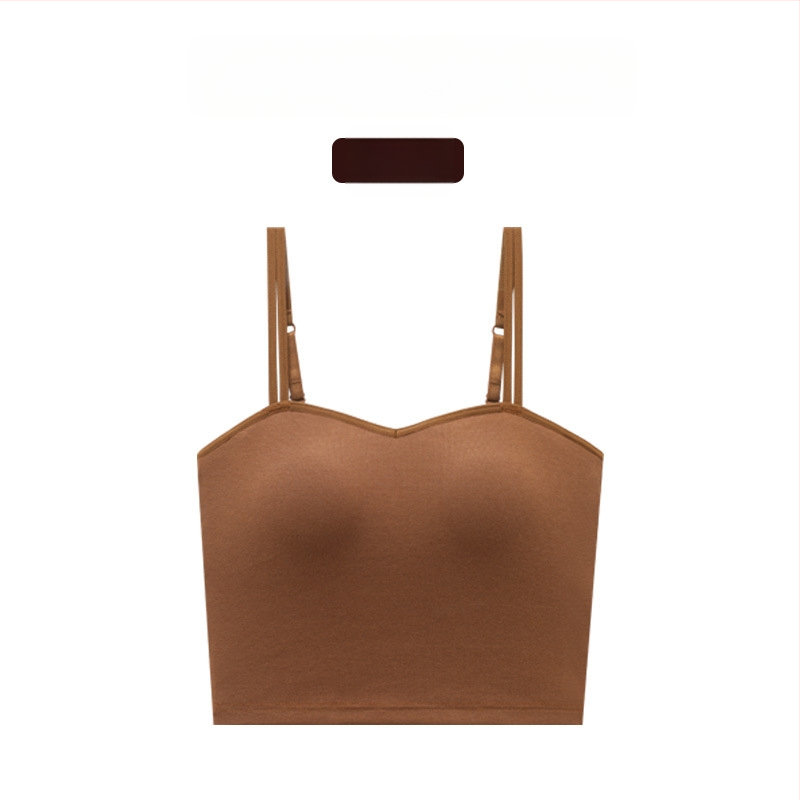 Dámske bavlnené tielko s vstavanými vypchávkami na prsiach, U-tvarovaný chrbát, 3/4 košíček, pevné dvojité ramienka