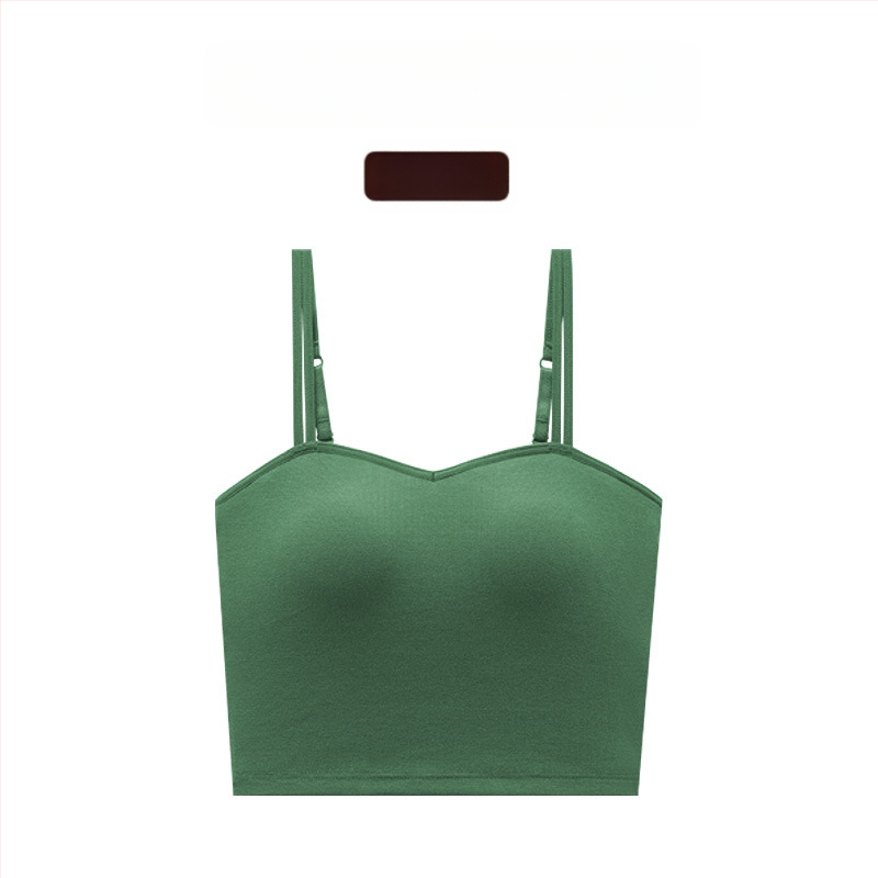 Dámske bavlnené tielko s vstavanými vypchávkami na prsiach, U-tvarovaný chrbát, 3/4 košíček, pevné dvojité ramienka