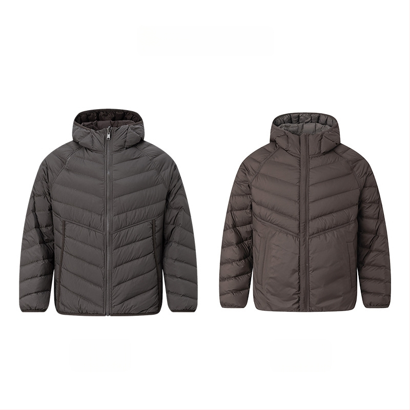 Prešívaná bunda zo husieho sypu 86-90% obsahu, kapucňa, vetruodolná a studená, polyesterová tkanina, voľný strih, zimné mestské nosenie