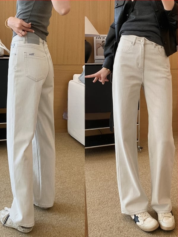 Džínsy: vysoký pás, rovný strih, denim s elastanom, vysoká elasticita