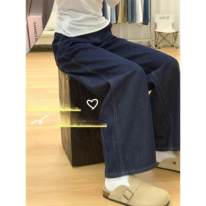 Denimové nohavice s širokými nohami, fleece podšité, vysoký pás, bavlnené zloženie, jeseň 2024