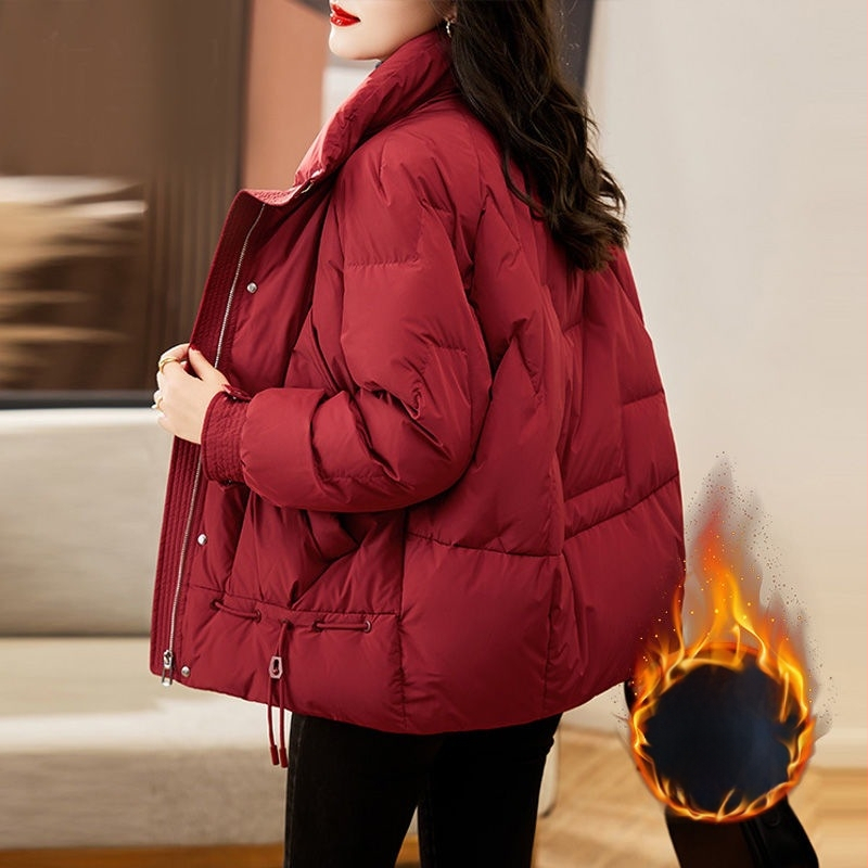 Sieviešu pūka-pamata pildījuma jaka, ziemas 2024, brīvā piegriezuma, rāvējslēdzējs, garas piedurknes