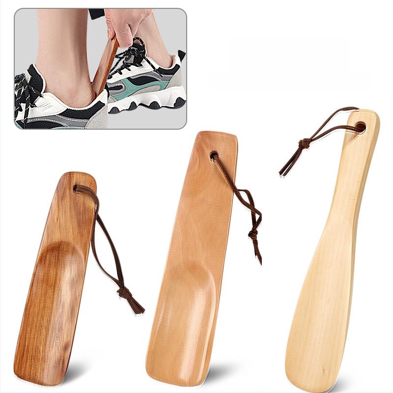 Solid Wood Shoehorn — Home Use, Lazy Shoe-Wearing Tool, Portable Travel Accessory (Model: Solid Wood Shoehorn; Style: Shoehorn; Dimensions: All yards; Suitable seasons: Summer, Winter, Spring, Autumn)