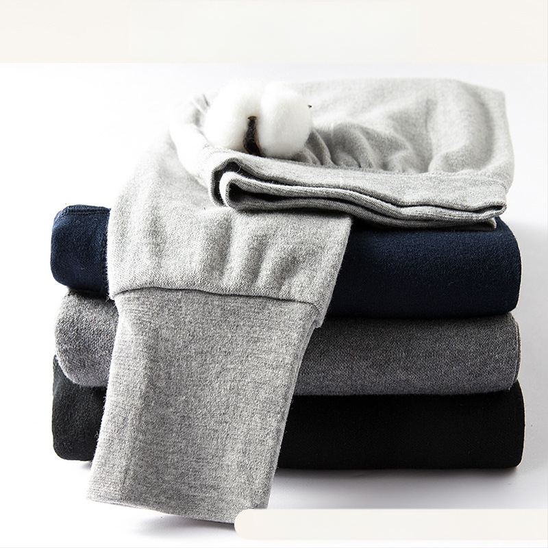 Vyrų 100% medvilnės šilti keliai, aukšta juosmens linija, žiemai, tankūs 220 g/m², vieno sluoksnio