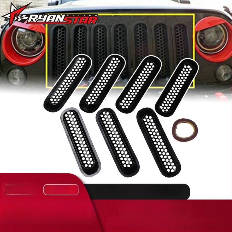 Wrangler 07-17 centrinė grotelė, ABS plastikas, montavimas prie buferio, matmenys 35.5×10×10, svoris 0.6 kg, prekės ženklas RYANSTAR RACING