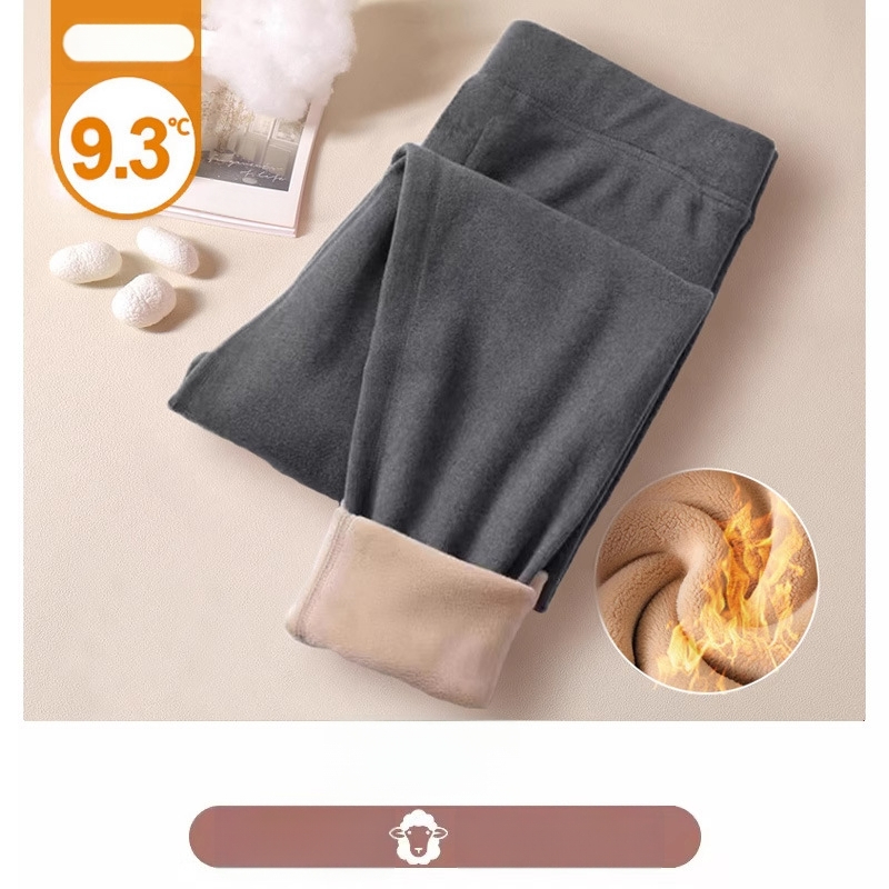 Naiste termilised legginid flisiga, sisetisega, õmblusteta, kõrge elastusega, paksud ja soojad, polüester-spandex segu 70–80%