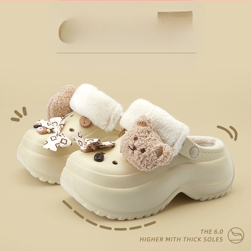 Crocs-stiilis soojad sussid fleece voodriga, paksu tallaga, EVA ülaosa ja tallaga, talv 2024