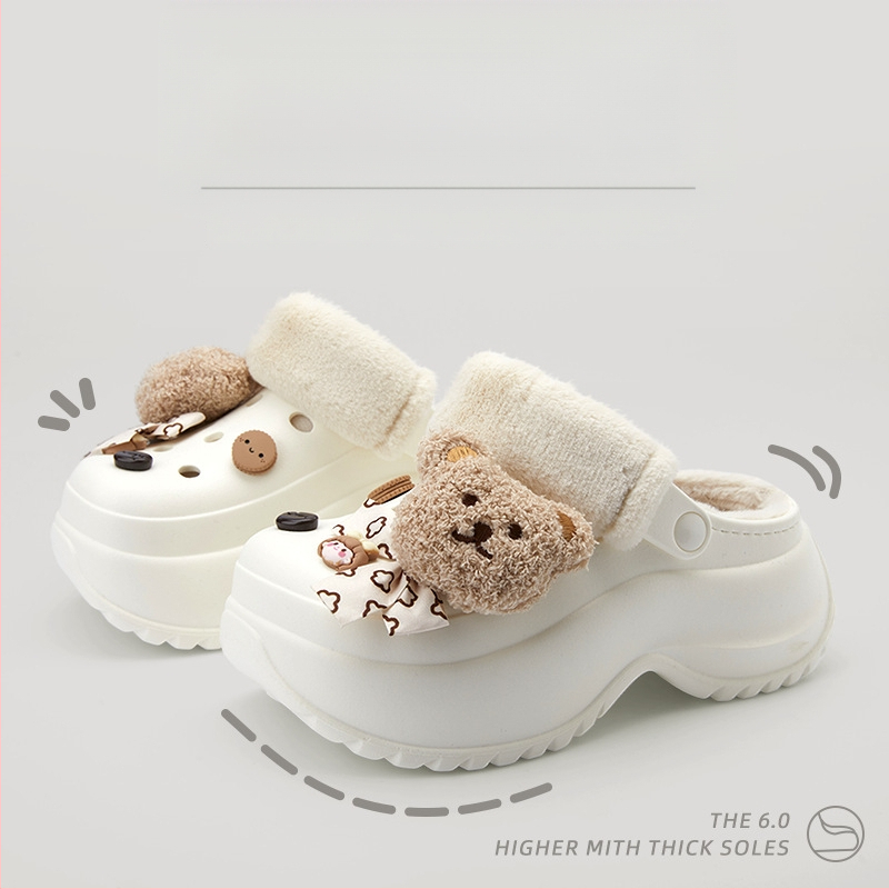 Crocs-stiilis soojad sussid fleece voodriga, paksu tallaga, EVA ülaosa ja tallaga, talv 2024