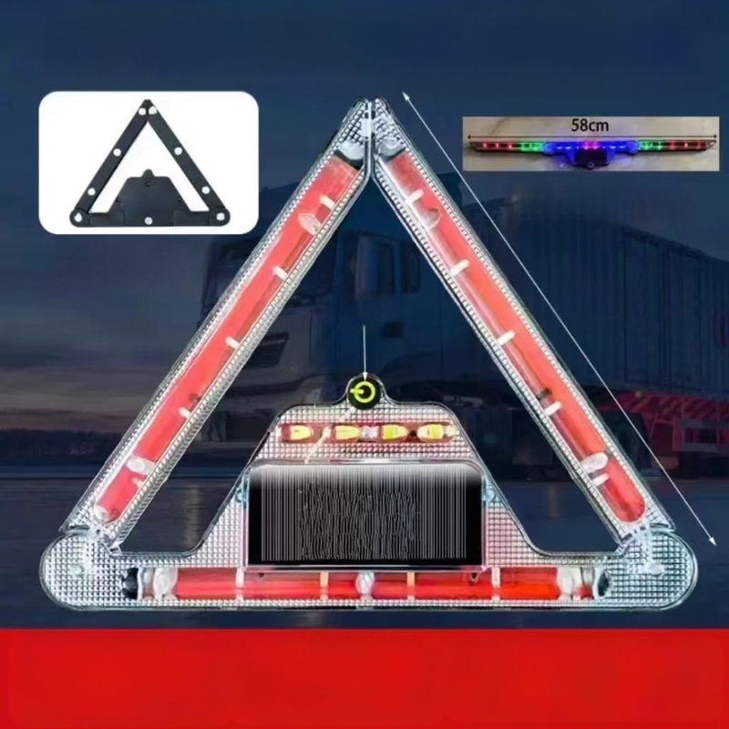 Automobiļa trijstūra brīdinājuma LED gaisma, saules darbība, saliekama, ABS materiāls, 5 W, 5 V