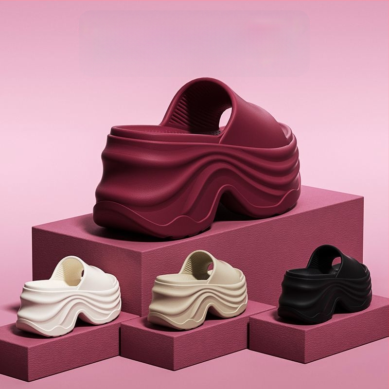 Sieviešu flip-flop sandales ar 8 cm bieza padu, klinveida papēdis 3–6 cm, EVA augšdaļa/iekšējā daļa/pamata, vasaras brīvs stils