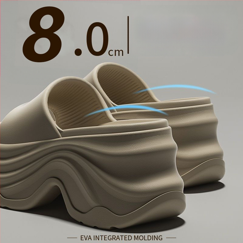 Sieviešu flip-flop sandales ar 8 cm bieza padu, klinveida papēdis 3–6 cm, EVA augšdaļa/iekšējā daļa/pamata, vasaras brīvs stils