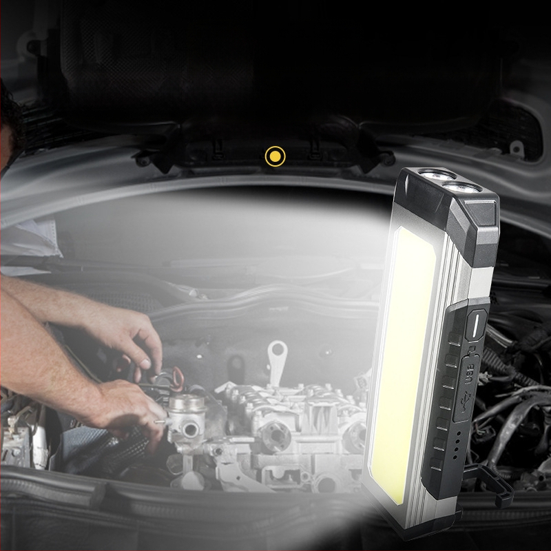 LED pracovné svetlo s COB svetelným zdrojom, USB nabíjanie, magnet, telo z hliníkovej zliatiny, IP6 ochrana