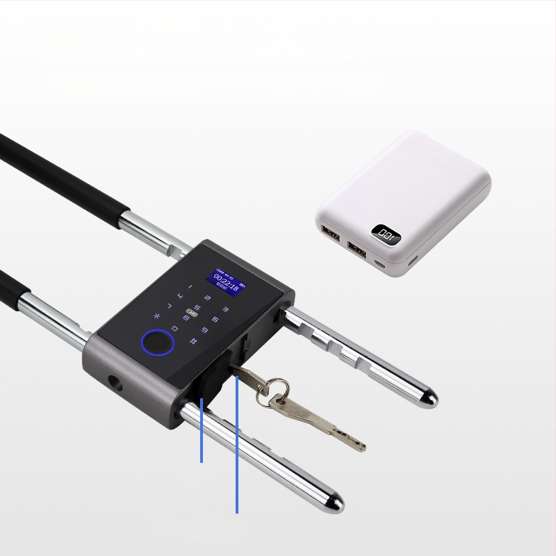 U‑formas elektroniskā slēdzene stikla durvīm ar pirksta nospiedumu, paroli un atslēgu — Pēdu nospiedumu glabāšana: 100; Atvērumi: >100000; Skenera laiks: <0,3 s; Viltīga atpazīšana: <0,15%; Strāvas padeve: DC