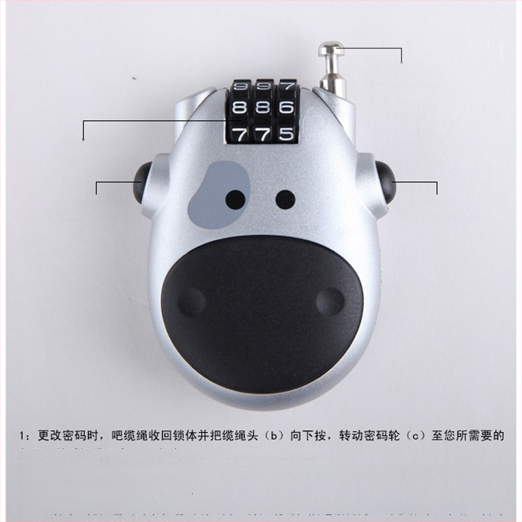 Šalmo užraktas su plieno viela, slaptažodžio užraktas, nešiojamas ABS plastiko korpuso užraktas, 70 g, prekės ženklas Jasit, spausdintas logotipas, licencijuota privati etiketė