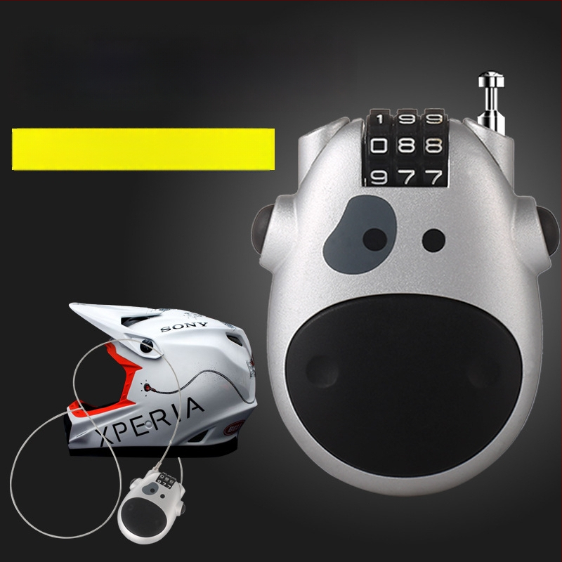 Šalmo užraktas su plieno viela, slaptažodžio užraktas, nešiojamas ABS plastiko korpuso užraktas, 70 g, prekės ženklas Jasit, spausdintas logotipas, licencijuota privati etiketė