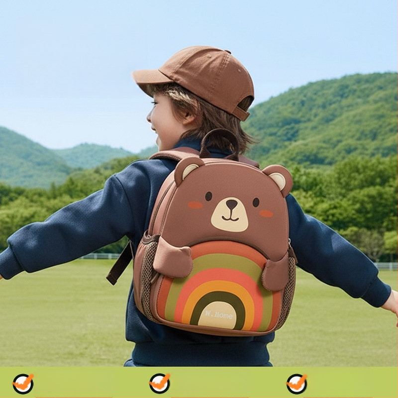 Lapse koolikott kaotustele vastu – hingav, ülilihtne, kulumiskindel, öine heijastus turvalisuse jaoks, loomamustriga