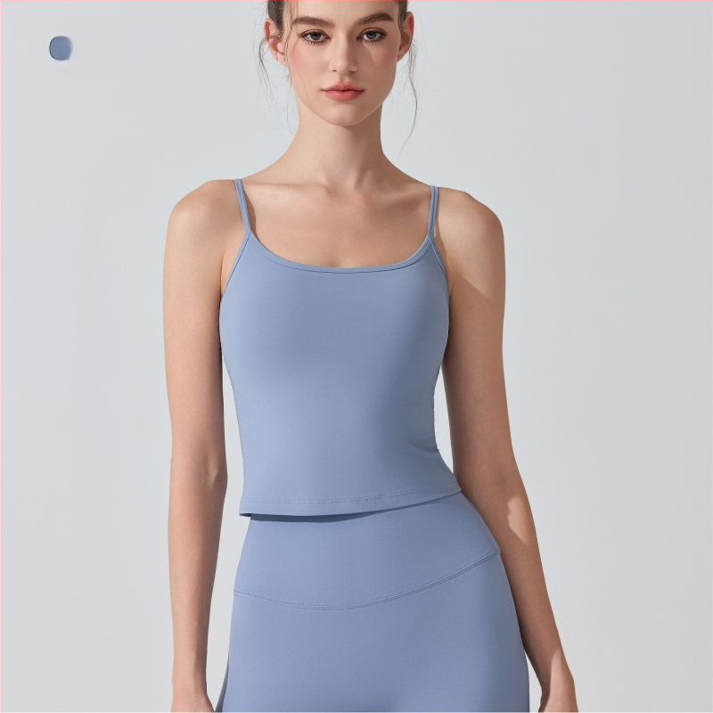 Antibakterinis nude jausmo jogos viršelis su krūtinės pagalvėle, sportinis liemenėlis su šoko atspariu dizainu aukštos intensyvumo treniruotėms; 3/4 puodeliai, ploni formuoti puodeliai, fiksuoti petnešos; pagrindinis audinys: nailonas 81%, pamušalas: spand