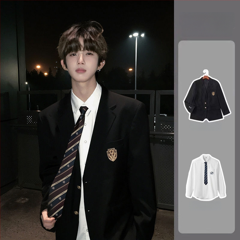 Jaapani stiilis meeste kooliülikond, kahe nupuga plaks, Notch lapel, kitsas lõige, polüesterkiudude segu, kevad 2025