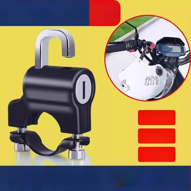 Egyszerű kulcsos sisakzár elektromos járművekhez, kerékpárokhoz és motorkerékpárokhoz — cinkötvözet, merev kampó, anti-lopás, vízálló, állítható