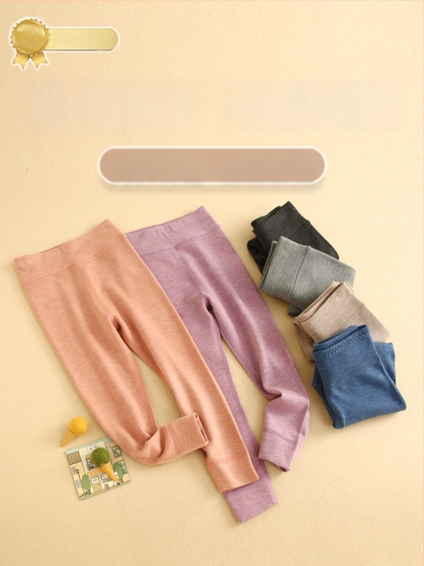 Vaikų aukštos juosmens šilti kelnės, unisex, viskozės-siidi-kašmyro mišinio, rudens-žiemos, tinkama 8 metų ir vyresniems