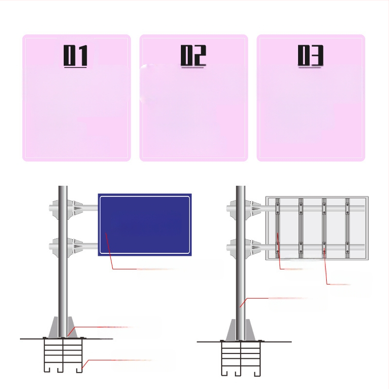 Kohandatud alumiiniumist liiklusmärgi vars, ümmargune kuju, lõikega töötlemine, inseneriklassi heijastuskile laminaat