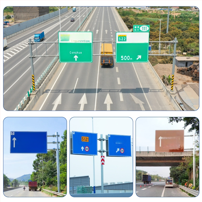 Kohandatud alumiiniumist liiklusmärgi vars, ümmargune kuju, lõikega töötlemine, inseneriklassi heijastuskile laminaat