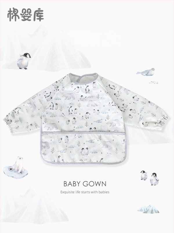 Unisex vandeniui atsparus plonas kūdikių valgymo smock, 100% poliesteris, rankų piešimo raštas, keturi sezonai, tinkamas kūdikiams ir 1–3 metų vaikams, saugos klasė A