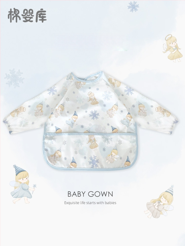 Unisex vandeniui atsparus plonas kūdikių valgymo smock, 100% poliesteris, rankų piešimo raštas, keturi sezonai, tinkamas kūdikiams ir 1–3 metų vaikams, saugos klasė A