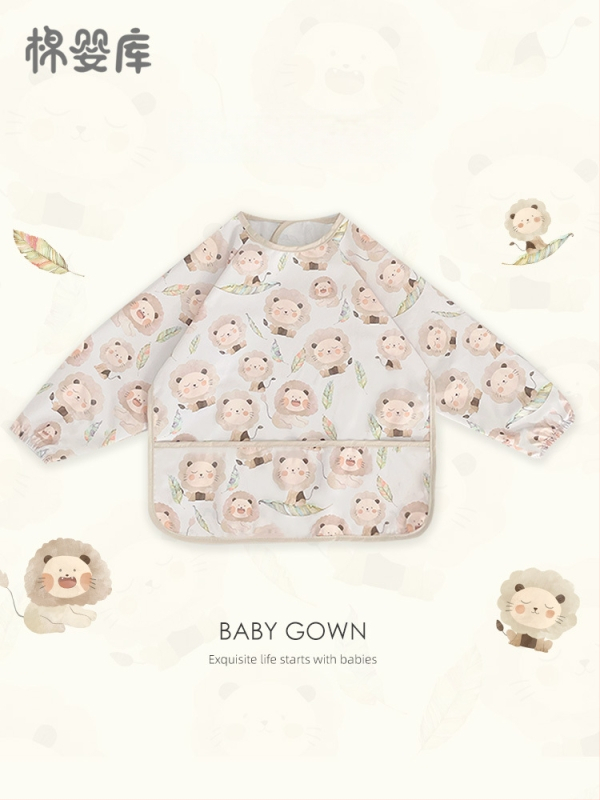 Unisex vandeniui atsparus plonas kūdikių valgymo smock, 100% poliesteris, rankų piešimo raštas, keturi sezonai, tinkamas kūdikiams ir 1–3 metų vaikams, saugos klasė A