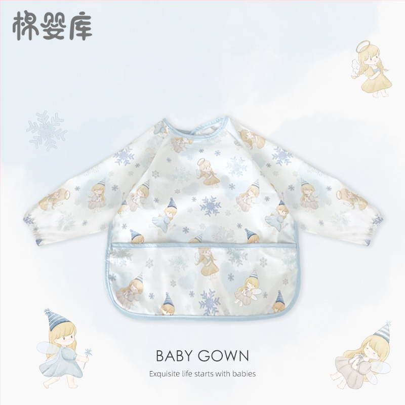 Unisex vandeniui atsparus plonas kūdikių valgymo smock, 100% poliesteris, rankų piešimo raštas, keturi sezonai, tinkamas kūdikiams ir 1–3 metų vaikams, saugos klasė A