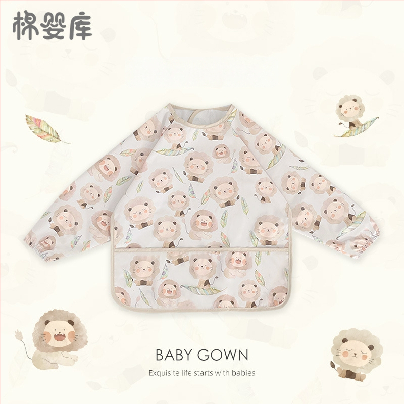 Unisex vandeniui atsparus plonas kūdikių valgymo smock, 100% poliesteris, rankų piešimo raštas, keturi sezonai, tinkamas kūdikiams ir 1–3 metų vaikams, saugos klasė A