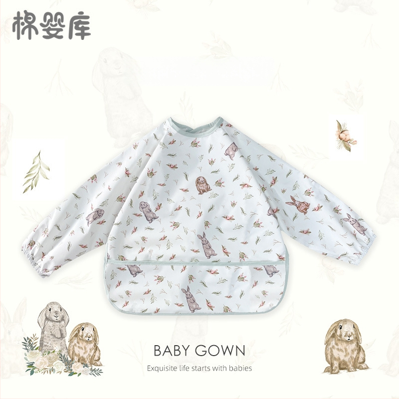 Unisex vandeniui atsparus plonas kūdikių valgymo smock, 100% poliesteris, rankų piešimo raštas, keturi sezonai, tinkamas kūdikiams ir 1–3 metų vaikams, saugos klasė A