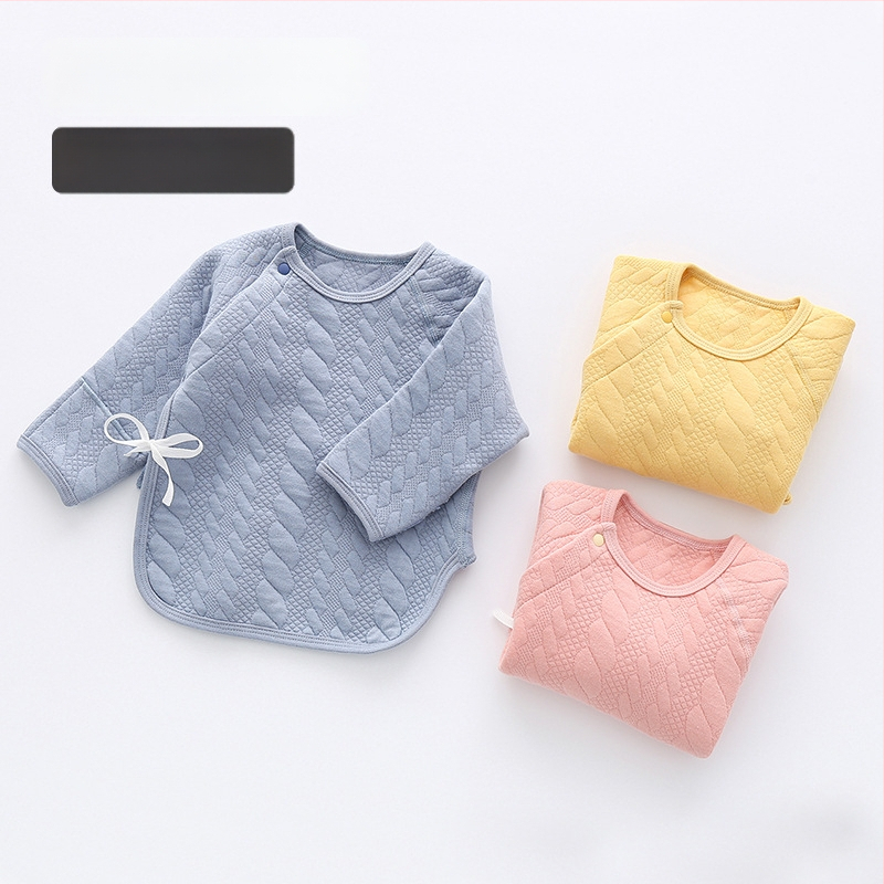 Naujagimio quiltuota šilta viršūnė žiemai su puse nugaros dizainu, 100% medvilnė, apvali apykaklė, švelnus audinys