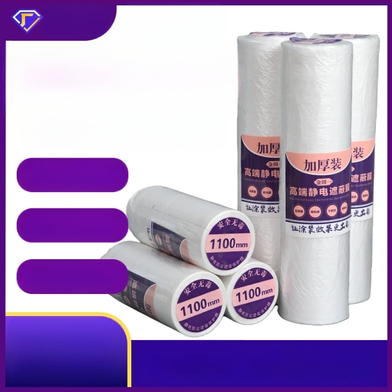 Jednokratni elektrostatni samoljepljeni maskirajući film za dekoraciju i bojanje, debljina 10 μm, duljina 20 m, HDPE podloga, prozirnost 90%