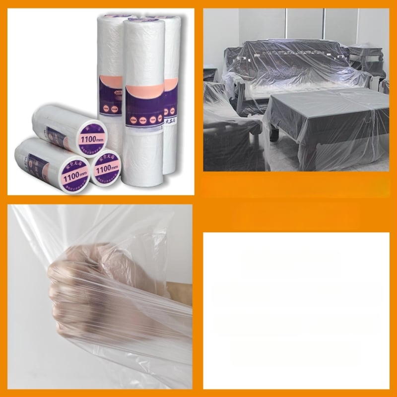 Jednokratni elektrostatni samoljepljeni maskirajući film za dekoraciju i bojanje, debljina 10 μm, duljina 20 m, HDPE podloga, prozirnost 90%