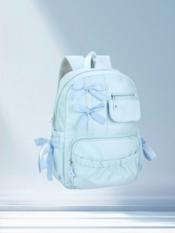 Ins-stiilis seljakott liblika sõlmega, tüdrukutele, suur maht 20–35 L, nišiline disain, sobib 16-tollisele sülearvutile