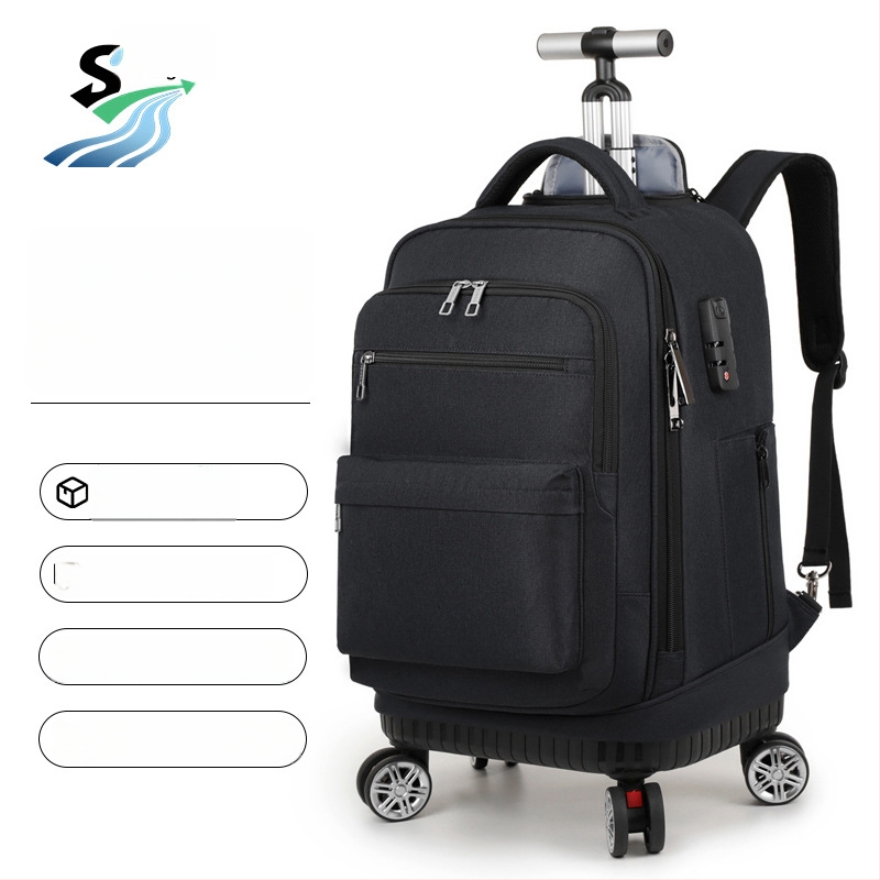 Biznesa mugursoma ar riteņiem un kombinācijas slēdzeni | Oxford audums | Ietilpība 36–55 L | der 16 collu klēpjdatoram | Universāla