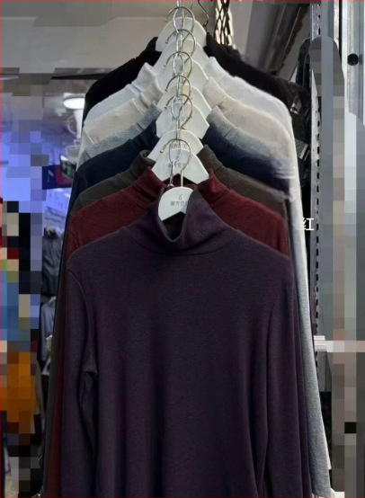 Ecocosy kõrge kaelaga alus-T-särk, 95% puuvill, ühetooniline muster, slim sobivus