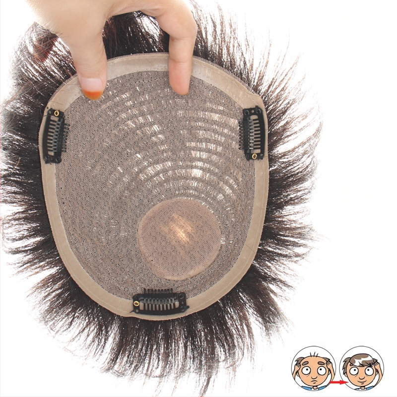 Vyrinė peruka iš tikrų plaukų, vainos papildymo panelė, trumpi tiesūs plaukai, lengva ir kvėpuojanti, galima dažyti ir perm.