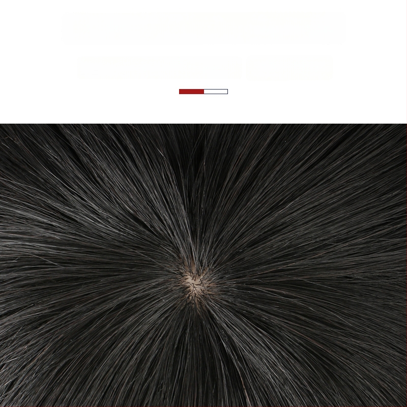 Vyrinė peruka iš tikrų plaukų, vainos papildymo panelė, trumpi tiesūs plaukai, lengva ir kvėpuojanti, galima dažyti ir perm.