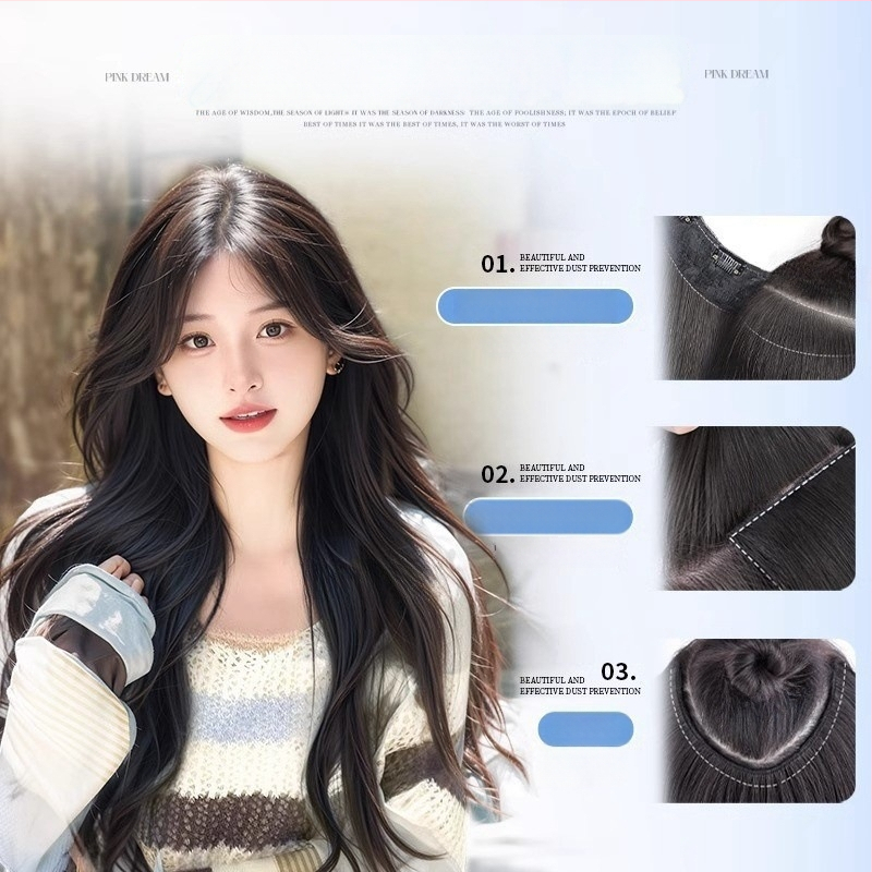 Sieviešu paruka ar garām viļņainām matiem, viengabala, dabisks apjoms, modelis 1124-Big Wave, augstas temperatūras šķiedra