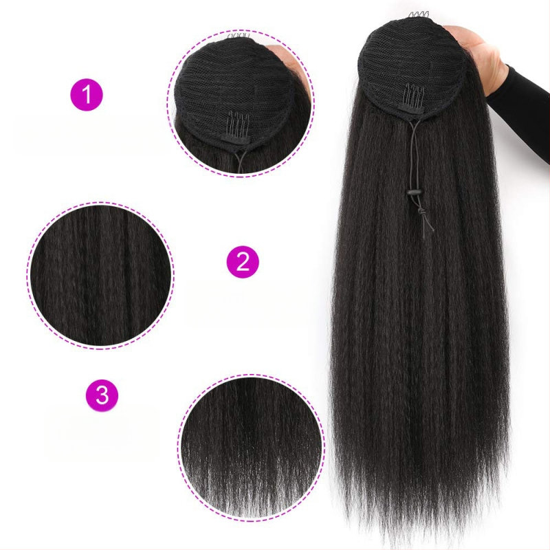 Poni-parukas, Afro Yaki tekstuur, kõrge temperatuuriga kiud, täielikult käsitsi õmmeldud, ei sobi kuumaks värvimiseks