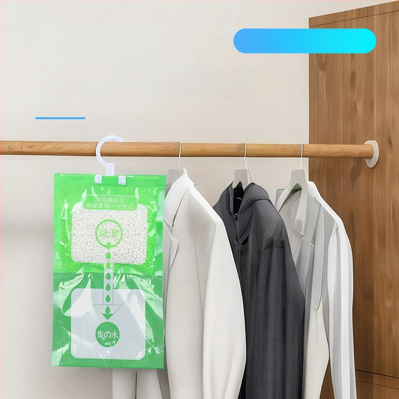 Kaltsiumi kloriidi desikant ruumide kuivendamiseks — Qingrunjia kaubamärk; funktsioon: kuivendamine ja niiskuse juhtimine; kaal 100 g; sobib rippimiseks