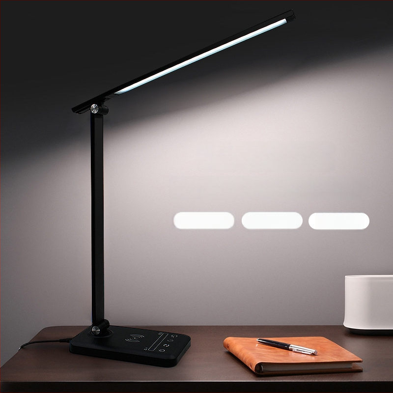 Laualamp LED silmade kaitseks, juhtmevaba laadimine, puutetundlik juhtimine, USB toide, alumiiniumvarjund
